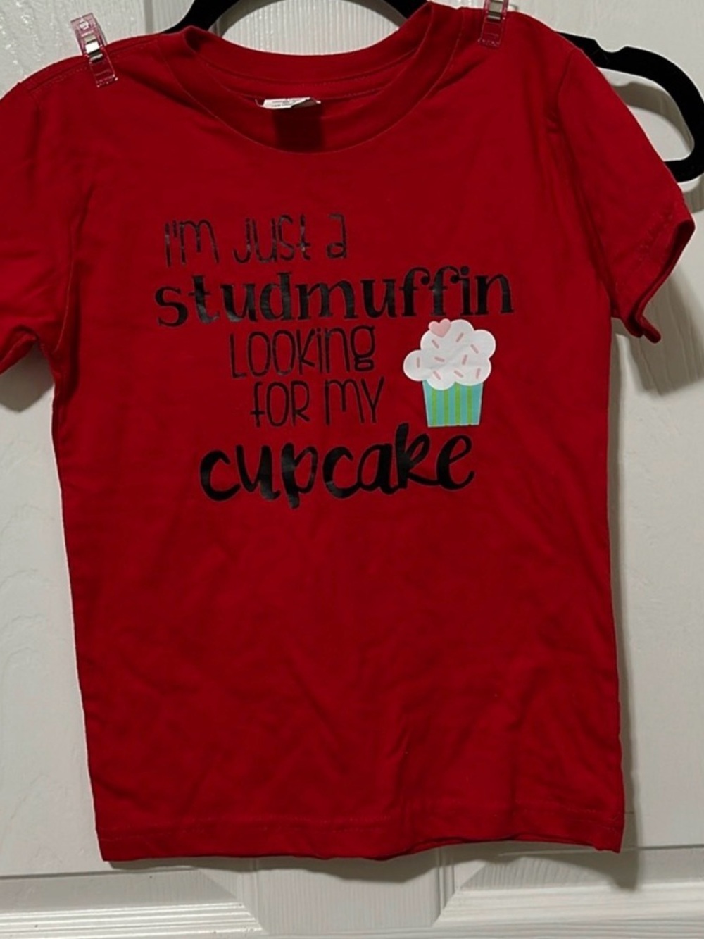 NWOT Boys' Red Short Sleeve Graphic Tee - Studmuffin Cupcake